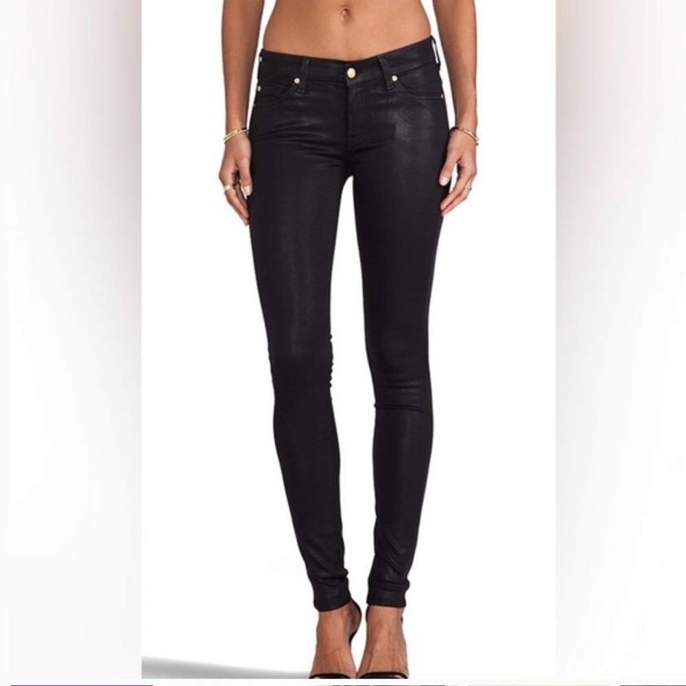 ‼️Vintage‼️ 7 For All Mankind high gloss Black denim, mid-rise, 25, AU0150660C